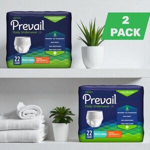 NEW 2 Packs (22 count x 2) Prevail Unisex Adult Post-Partum Briefs Diaper